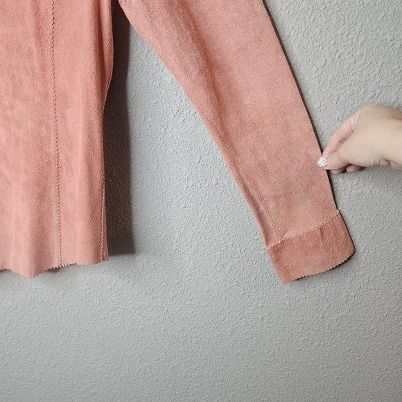 Brandon Thomas Womens M medium 100% Leather Blouse Button Shirt Pink‎ Western - Picture 4 of 16